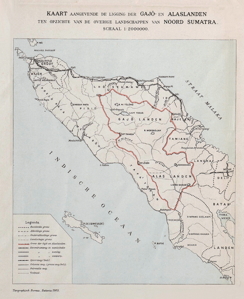 Kaart Gajo en Alaslanden Noord Sumatra